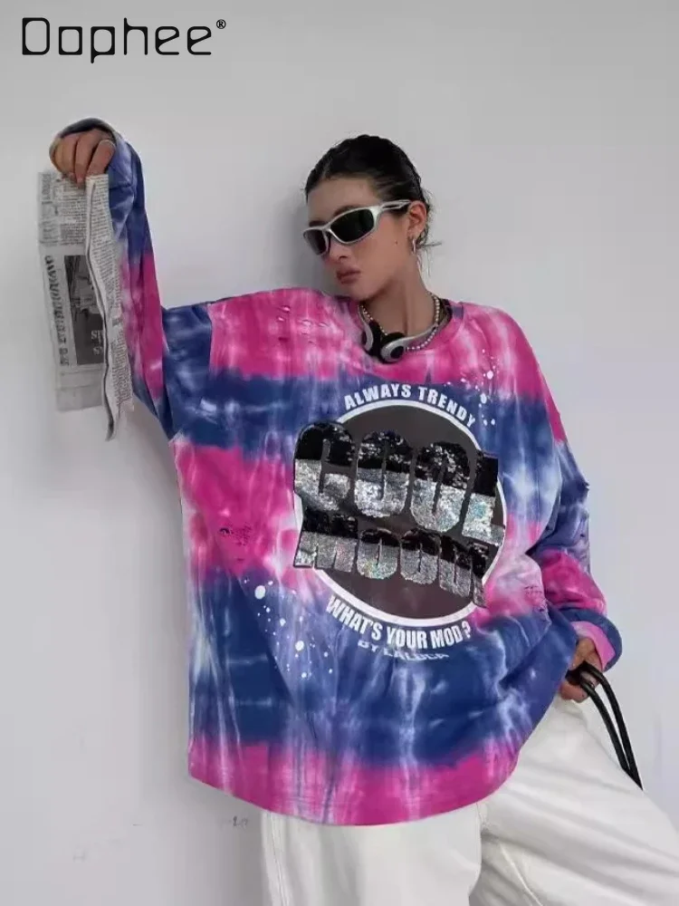 2024 Autumn New American Style Letter Printing Striped Round Neck Loose Long-sleeved T-shirt Women's Gradient Color Top
2024 Autumn New American Style Letter Printing Striped Round Neck Loose Long-sleeved T-shirt Women's Gradient Color Top