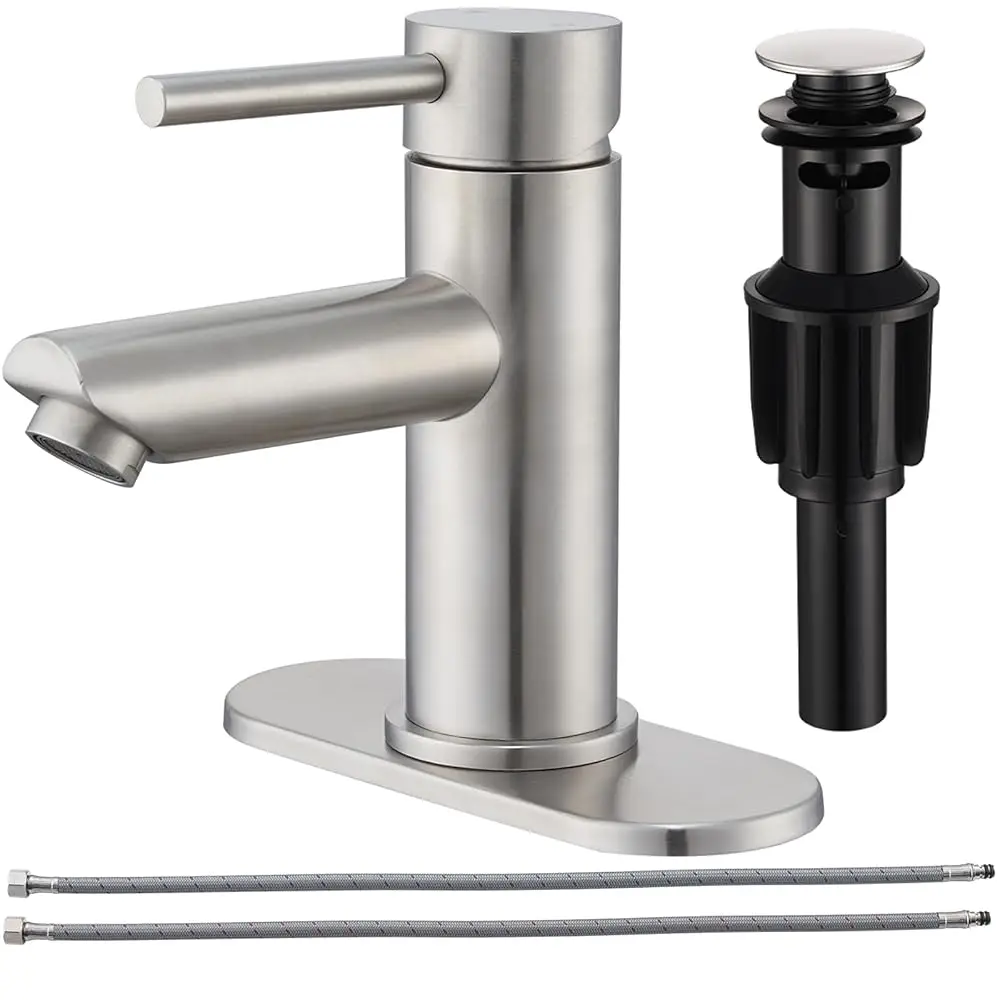 Free Shipping-Brushed Nickel Bathroom Faucets Stainless Steel Single Handle Bathroom Sink Faucets 1 Hole or 3 Holes with Pop-up
Free Shipping-Brushed Nickel Bathroom Faucets Stainless Steel Single Handle Bathroom Sink Faucets 1 Hole or 3 Holes with Pop-up