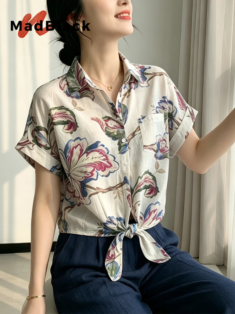MadBlack-Women European Shirt, Sexy Lapel Floral Print Lace-up, Vintage Short Sleeve Loose M-2XL Blouse, 2026 Summer T67109CC
MadBlack-Women European Shirt, Sexy Lapel Floral Print Lace-up, Vintage Short Sleeve Loose M-2XL Blouse, 2026 Summer T67109CC