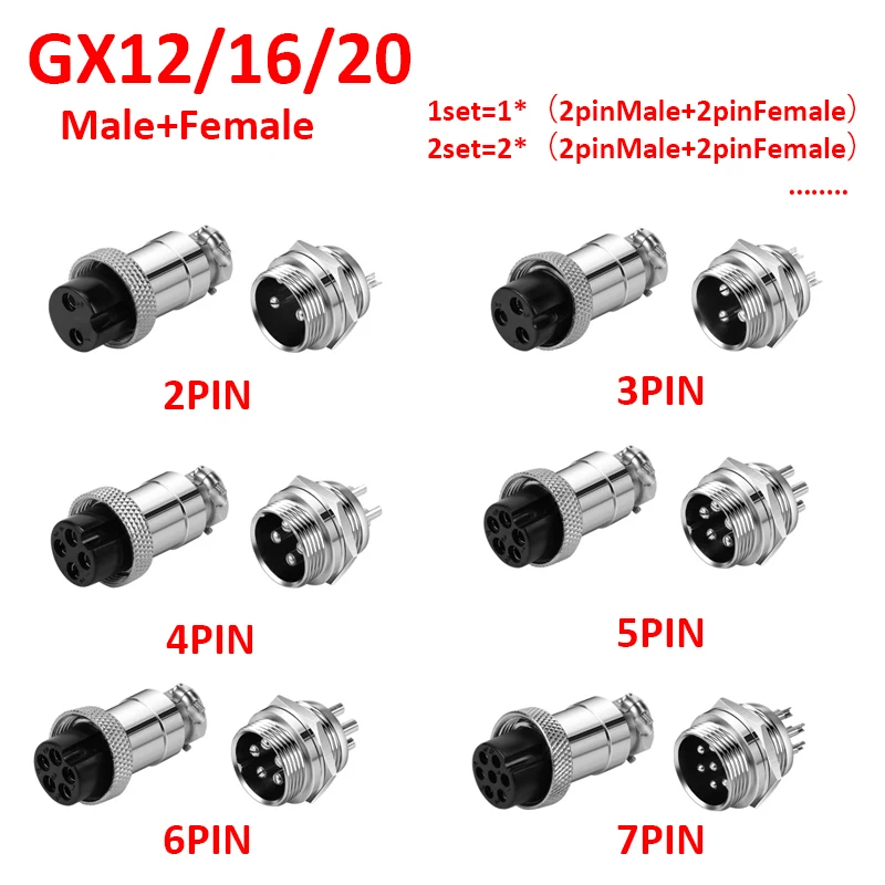 GX12/GX16/GX20 2/3/4/5/6/7 Pin Male&Female Docking Aviator Aviation Plug Socket Circular Connector
GX12/GX16/GX20 2/3/4/5/6/7 Pin Male&Female Docking Aviator Aviation Plug Socket Circular Connector