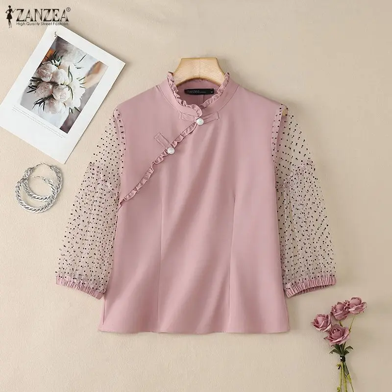 2026 ZANZEA Summer Polka Dots Patchwork Women Blouse Elegant 3/4 Sleeve Work Shirt Spring Tops Casual Buttons Up Holiday Blusas
2026 ZANZEA Summer Polka Dots Patchwork Women Blouse Elegant 3/4 Sleeve Work Shirt Spring Tops Casual Buttons Up Holiday Blusas