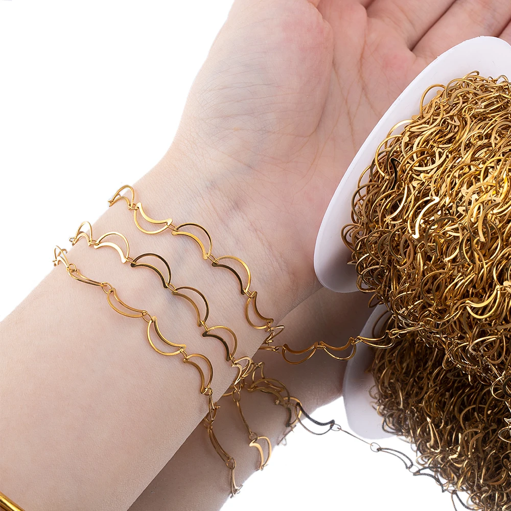 1M/Lot Stainless Steel Simple Basic Moon Handmade Jewelry Chains For DIY Women Necklaces Bracelets Chain Accessory Wholesale New
1M/Lot Stainless Steel Simple Basic Moon Handmade Jewelry Chains For DIY Women Necklaces Bracelets Chain Accessory Wholesale New