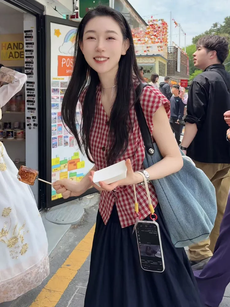 Ele Plaid Single-Button Vest Women's Svel irt Faionable Retro Color Blo Design Korean Sle Commute Silk Top
Ele Plaid Single-Button Vest Women's Svel irt Faionable Retro Color Blo Design Korean Sle Commute Silk Top