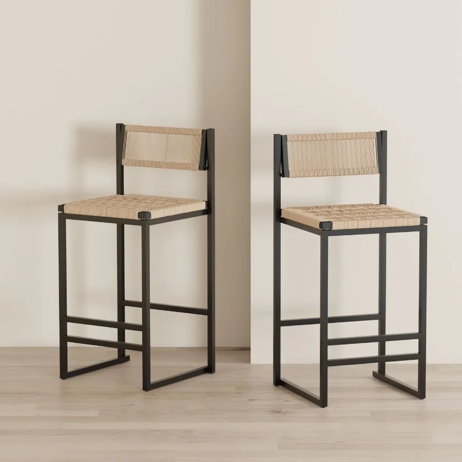 Kitchen Bar Stools with Footrest Set of 2 Paper Rope Weave Dining Chairs Counter Height Barstool Style B Black Honey
Kitchen Bar Stools with Footrest Set of 2 Paper Rope Weave Dining Chairs Counter Height Barstool Style B Black Honey