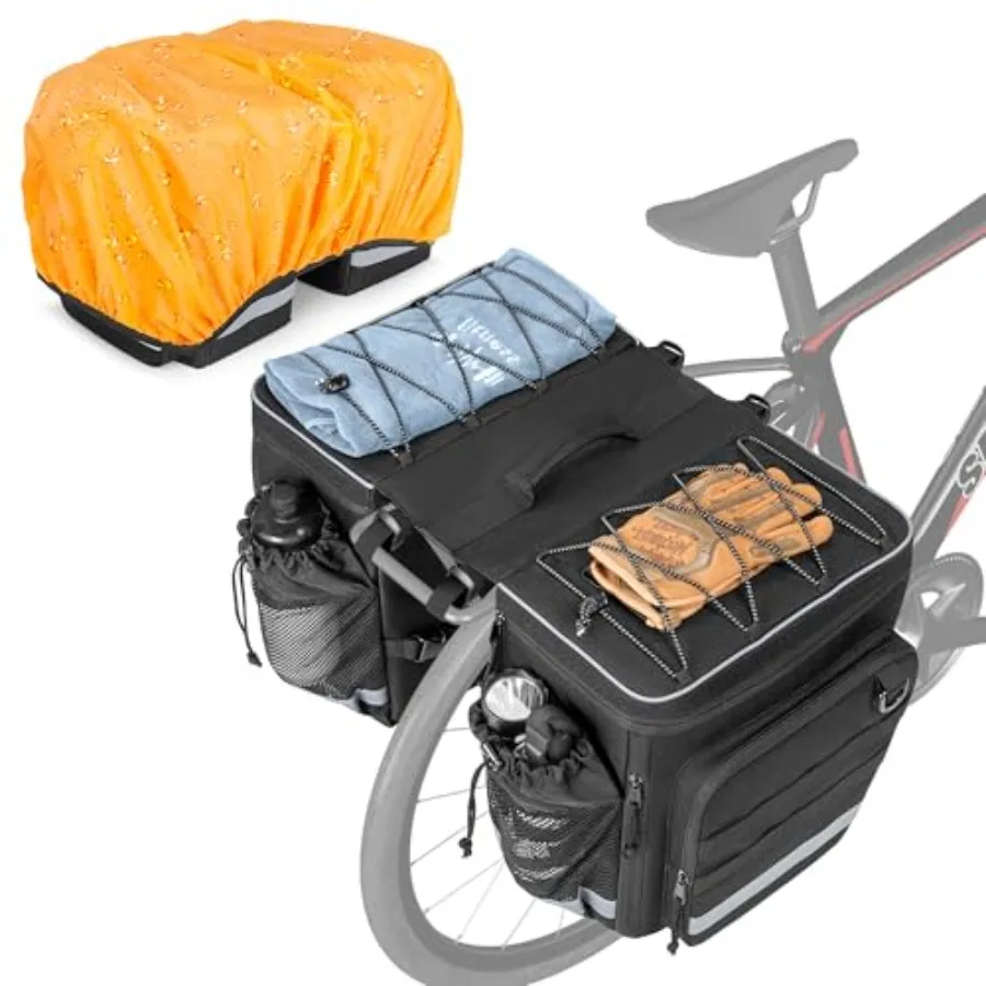50L Bike Panniers with a Rain Cover Bike Saddle Bag with Expandable Compartment and Multiple Pockets Black
50L Bike Panniers with a Rain Cover Bike Saddle Bag with Expandable Compartment and Multiple Pockets Black