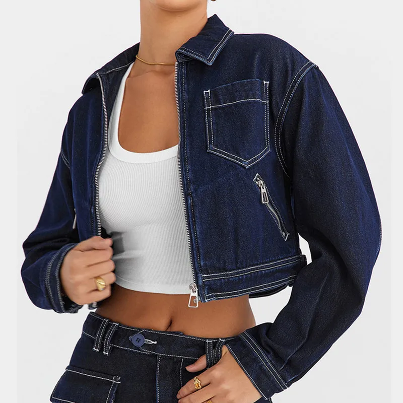 WPNAKS Women Denim Jacket Spring Autumn Clothes Long Sleeve Turn-down Collar Zipper Closure Jacket Streetwear with Pockets
WPNAKS Women Denim Jacket Spring Autumn Clothes Long Sleeve Turn-down Collar Zipper Closure Jacket Streetwear with Pockets