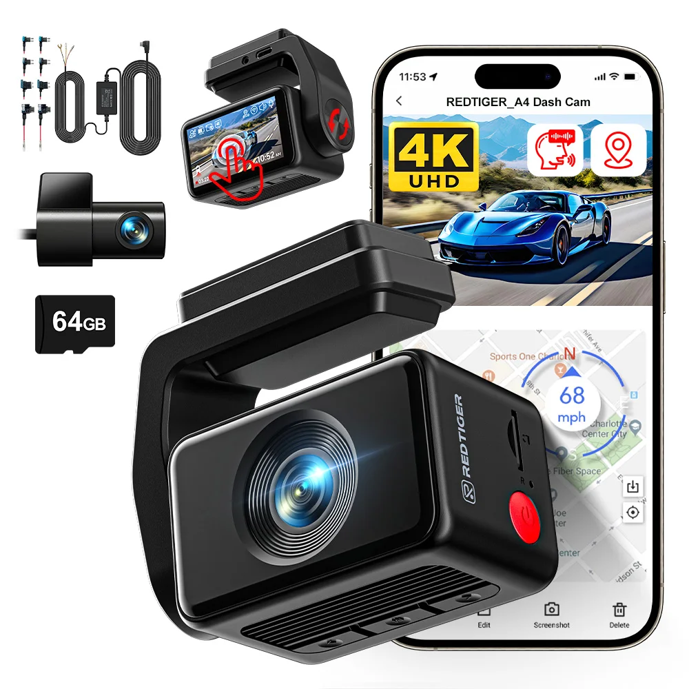 REDTIGER A4 Dash Camera Front and Rear 4k Dash Cam Drive Recorder for WiFi GPS Car Dvr for 24H Parking Mode Black Box for Car
REDTIGER A4 Dash Camera Front and Rear 4k Dash Cam Drive Recorder for WiFi GPS Car Dvr for 24H Parking Mode Black Box for Car