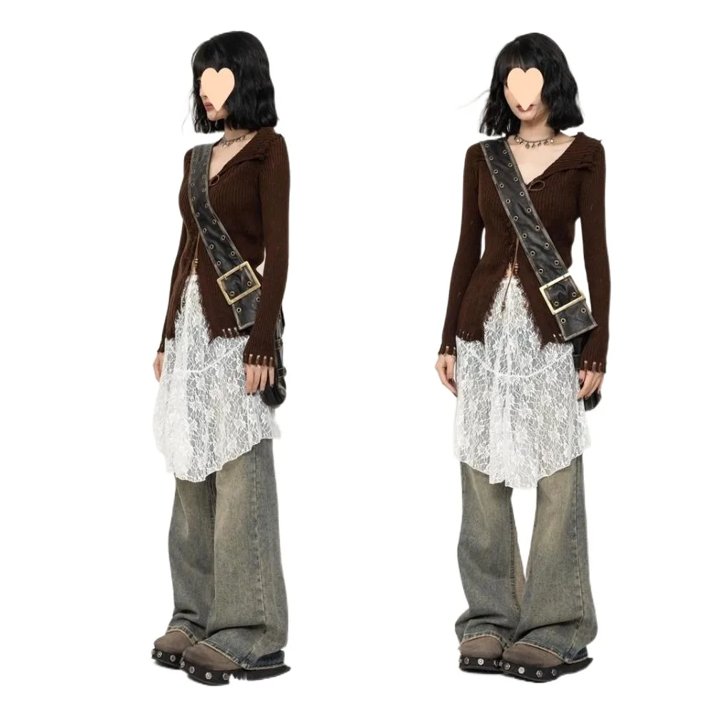 Fashion Lace-up Lace Mini Skirt Slim Fit Irregular Hem Apron Wrap Skirt All-match Harajuku Hip Curtain for Women
Fashion Lace-up Lace Mini Skirt Slim Fit Irregular Hem Apron Wrap Skirt All-match Harajuku Hip Curtain for Women