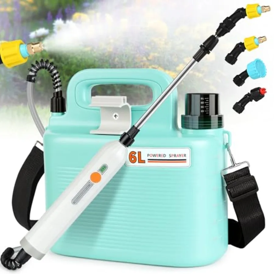 Electric Garden Sprayer 1.6 Gallon - Battery Powered Weed Sprayer Wtih 3 Nozzles Backpack Sprayer in Lawn and Garden Pump Spray
Electric Garden Sprayer 1.6 Gallon - Battery Powered Weed Sprayer Wtih 3 Nozzles Backpack Sprayer in Lawn and Garden Pump Spray