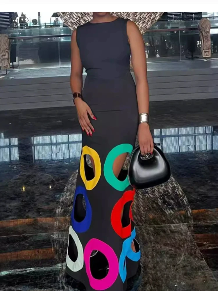 Women Hollow Out Tank Dress Colorful Circle Slim Round Neck Elegant Casual High Street Bodycon Long Dress for Women 2025
Women Hollow Out Tank Dress Colorful Circle Slim Round Neck Elegant Casual High Street Bodycon Long Dress for Women 2025