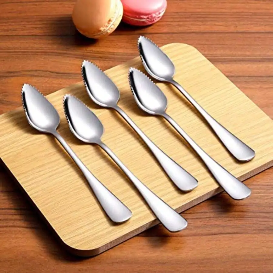 5 PCS Stainless Steel Grapefruit Spoons With Serrated Edge For Kiwi Citrus Fruit
5 PCS Stainless Steel Grapefruit Spoons With Serrated Edge For Kiwi Citrus Fruit