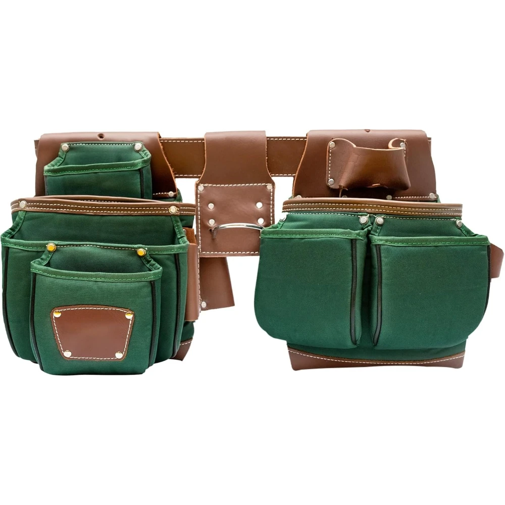 Heavy Duty Leather & Nylon Tool Belt for Men, Framers Carpenters Electricians, Utility Pouch Bag with Nylon Kit, Green
Heavy Duty Leather & Nylon Tool Belt for Men, Framers Carpenters Electricians, Utility Pouch Bag with Nylon Kit, Green