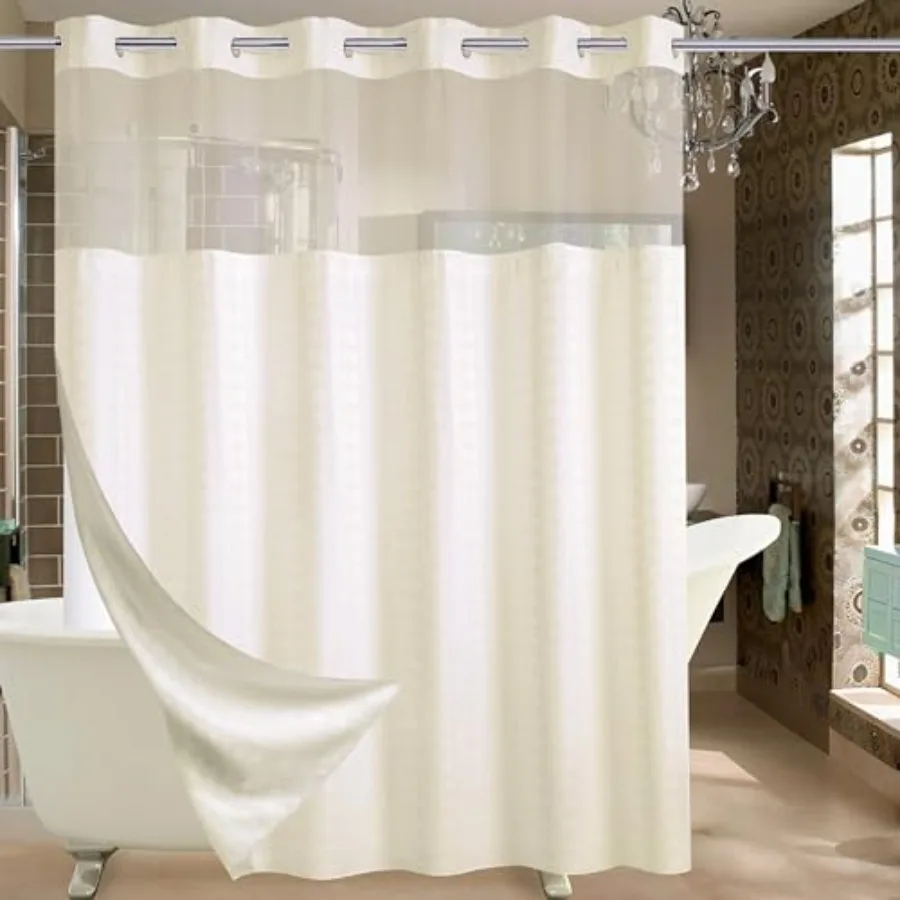 Extra Wide No Hook Shower Curtain with Snap in Liner Set, 108" x 74" Hotel Luxury Beige Shower Curtains for Bathroom with See T
Extra Wide No Hook Shower Curtain with Snap in Liner Set, 108" x 74" Hotel Luxury Beige Shower Curtains for Bathroom with See T