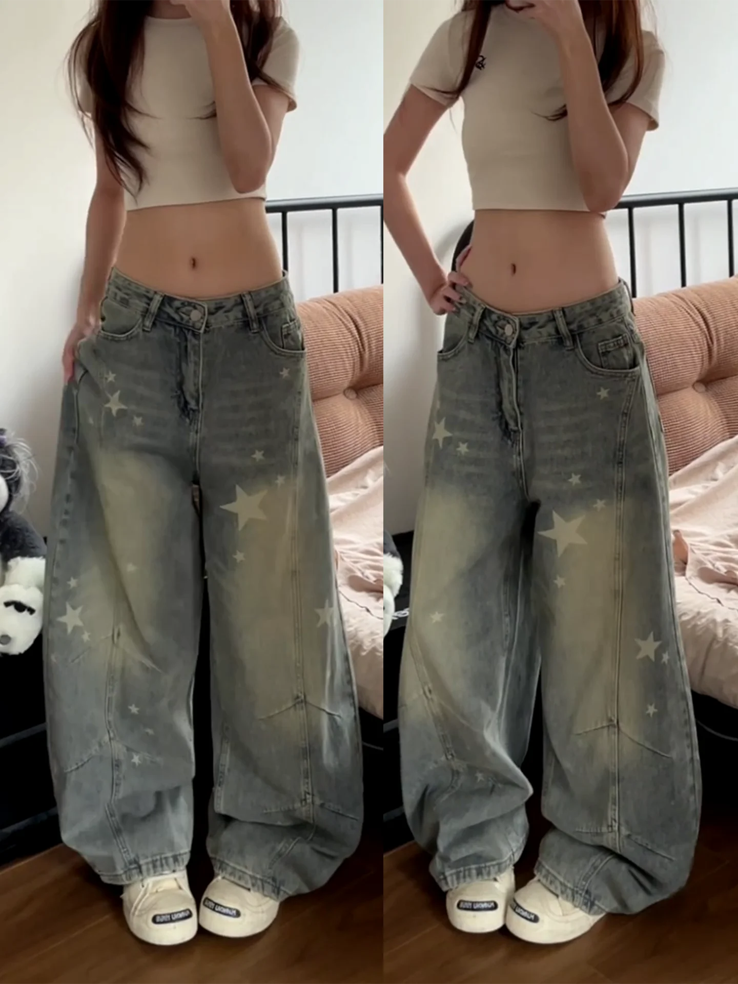 Retro American High Street Star Print Loose Fit Jeans Washed out Slimming Floor-Length Wide Leg Knife Long Trousers Trendy
Retro American High Street Star Print Loose Fit Jeans Washed out Slimming Floor-Length Wide Leg Knife Long Trousers Trendy
