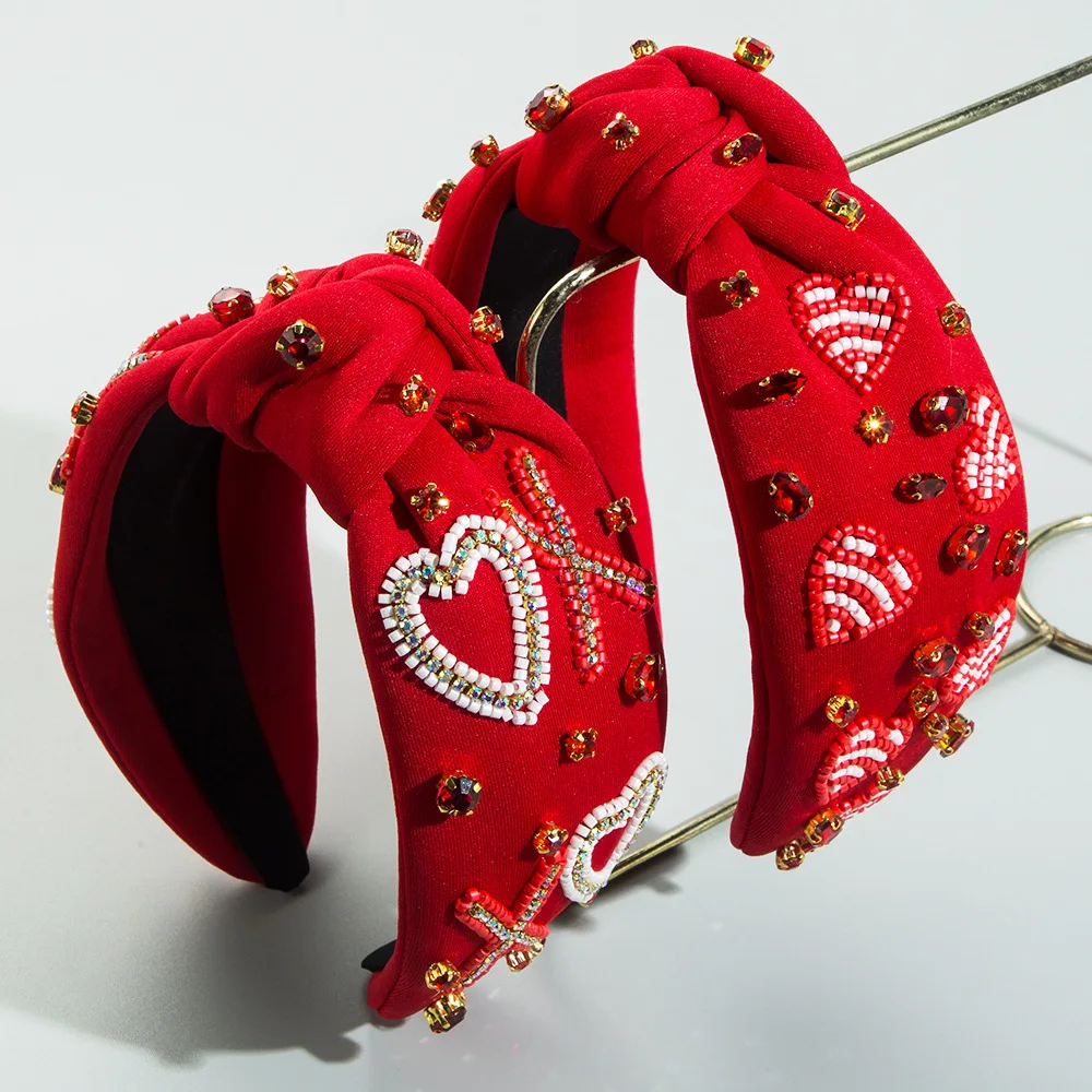Handmade Embroidered Heart Knotted Headband Romantic Red Jeweled Hair Band Valentine Date Hairwear Sweet Festive Headpiece
Handmade Embroidered Heart Knotted Headband Romantic Red Jeweled Hair Band Valentine Date Hairwear Sweet Festive Headpiece