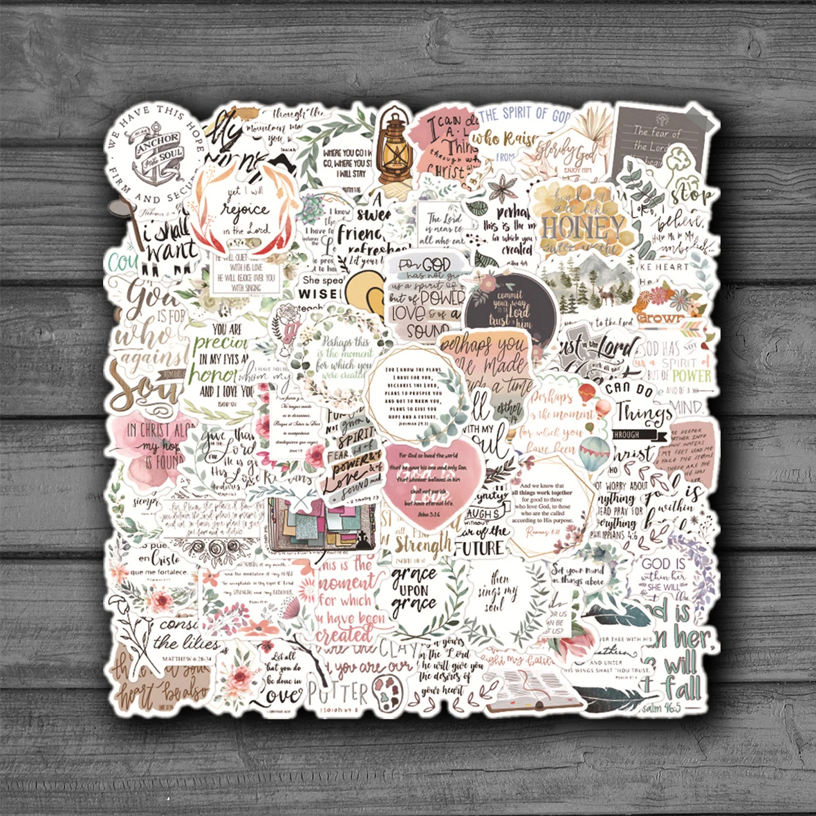 100pcs Cartoon Jesus Christian Stickers Bohemian Style Bible Phrase Graffiti Sticker Diary Luggage Phone Decals Packing
100pcs Cartoon Jesus Christian Stickers Bohemian Style Bible Phrase Graffiti Sticker Diary Luggage Phone Decals Packing