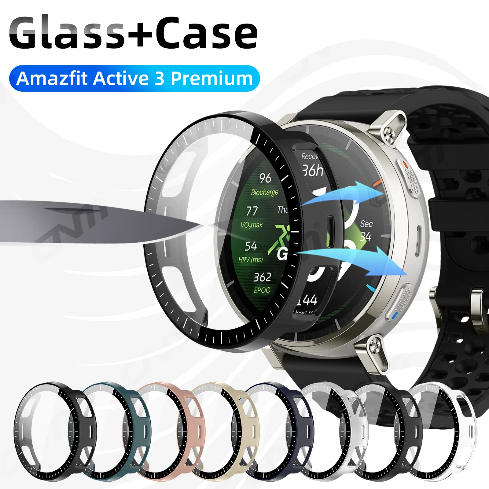 PC Case+Tempered Glass For Amazfit Active 3 Premium, Full Cover Screen Protector Anti-scratch Film Bumper Protective Accessories
PC Case+Tempered Glass For Amazfit Active 3 Premium, Full Cover Screen Protector Anti-scratch Film Bumper Protective Accessories