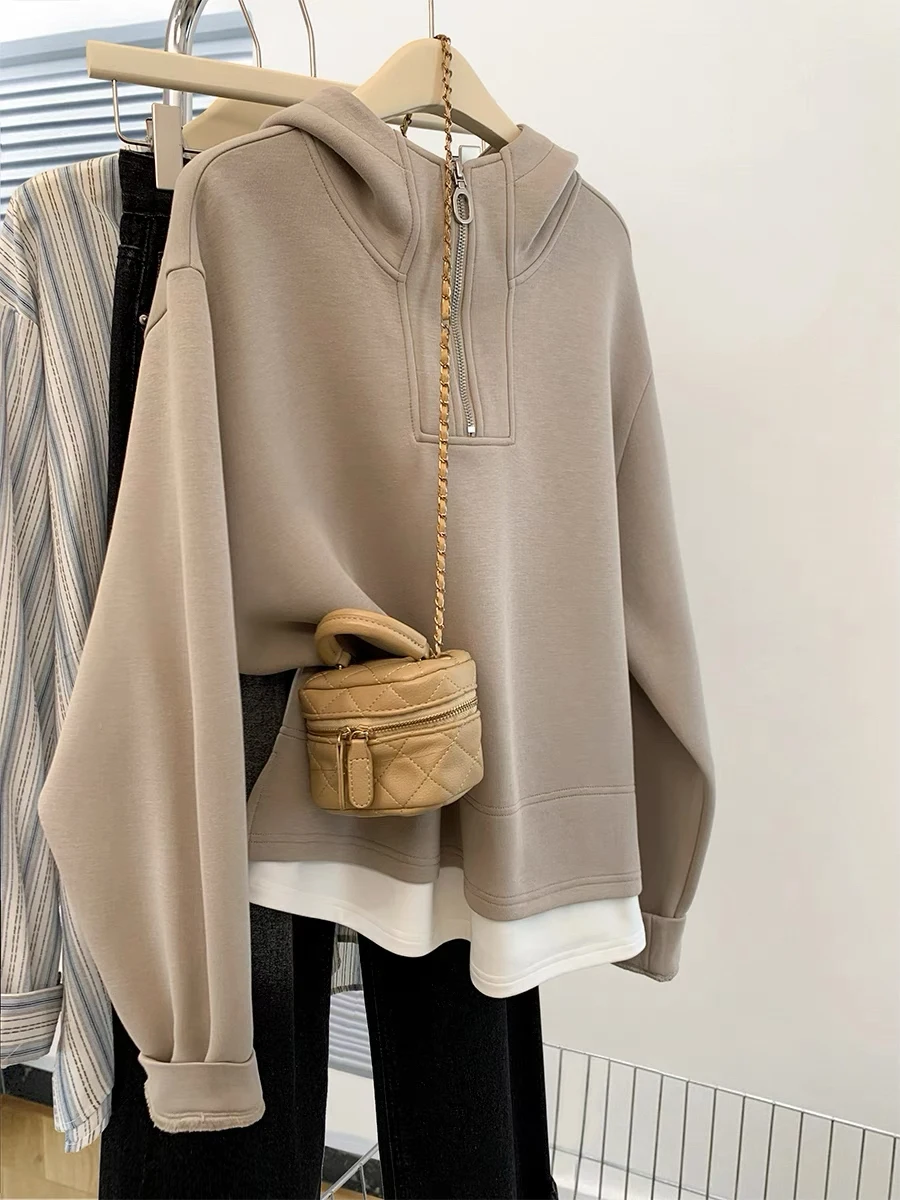 Loose Fit Thin Hoodie Women's Spring Autumn Outerwear Cardigan plus Size 240 Pounds Khaki Zipper Casual Comfortable Sweatshirt
Loose Fit Thin Hoodie Women's Spring Autumn Outerwear Cardigan plus Size 240 Pounds Khaki Zipper Casual Comfortable Sweatshirt