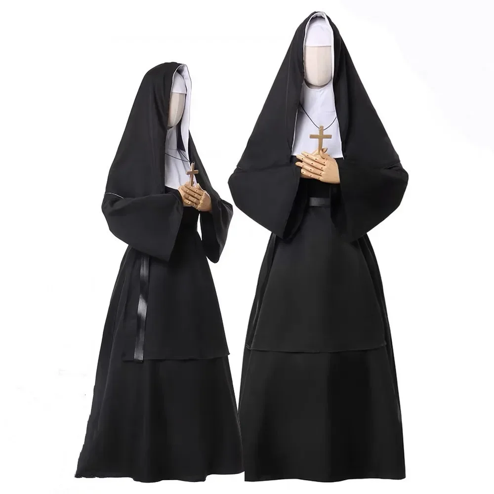 Women Nun Costumes Maria Middle Ages Cosplay Renaissance Vintage Nun Robe Halloween Party Carnival Performance Clothing Set
Women Nun Costumes Maria Middle Ages Cosplay Renaissance Vintage Nun Robe Halloween Party Carnival Performance Clothing Set