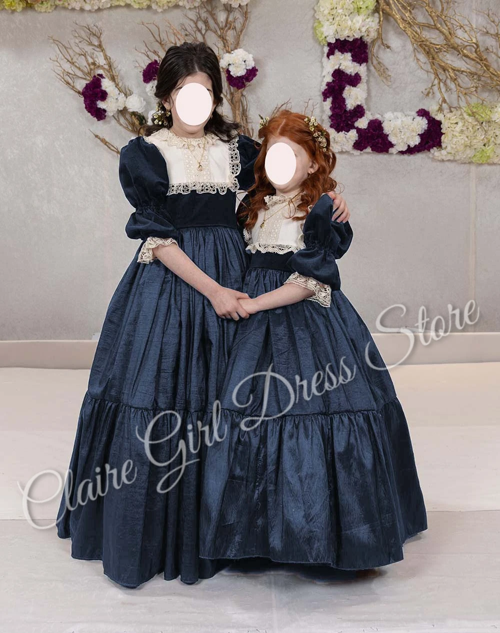 Индивидуальное темно-синее платье с цветочным узором для девочек на свадьбу, кружевное платье с высокой талией и пышными рукавами 3/4, платье для дня рождения, детского первого причастия 
Индивидуальное темно-синее платье с цветочным узором для девочек на свадьбу, кружевное платье с высокой талией и пышными рукавами 3/4, платье для дня рождения, детского первого причастия