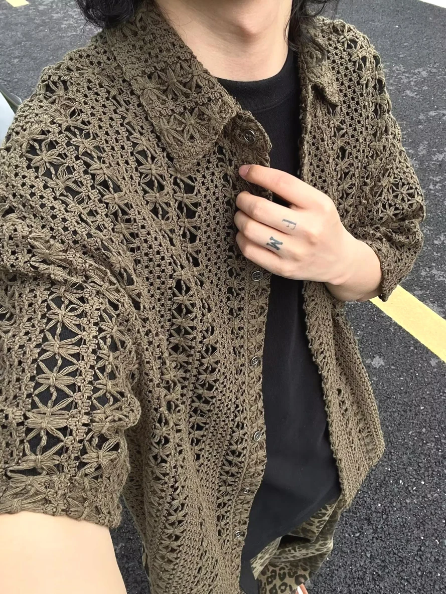 Men's een Knitted ort Sve Hollow out irt Loose Fit Summer Faion Casual Sle f Sve irt Youth Trend
Men's een Knitted ort Sve Hollow out irt Loose Fit Summer Faion Casual Sle f Sve irt Youth Trend