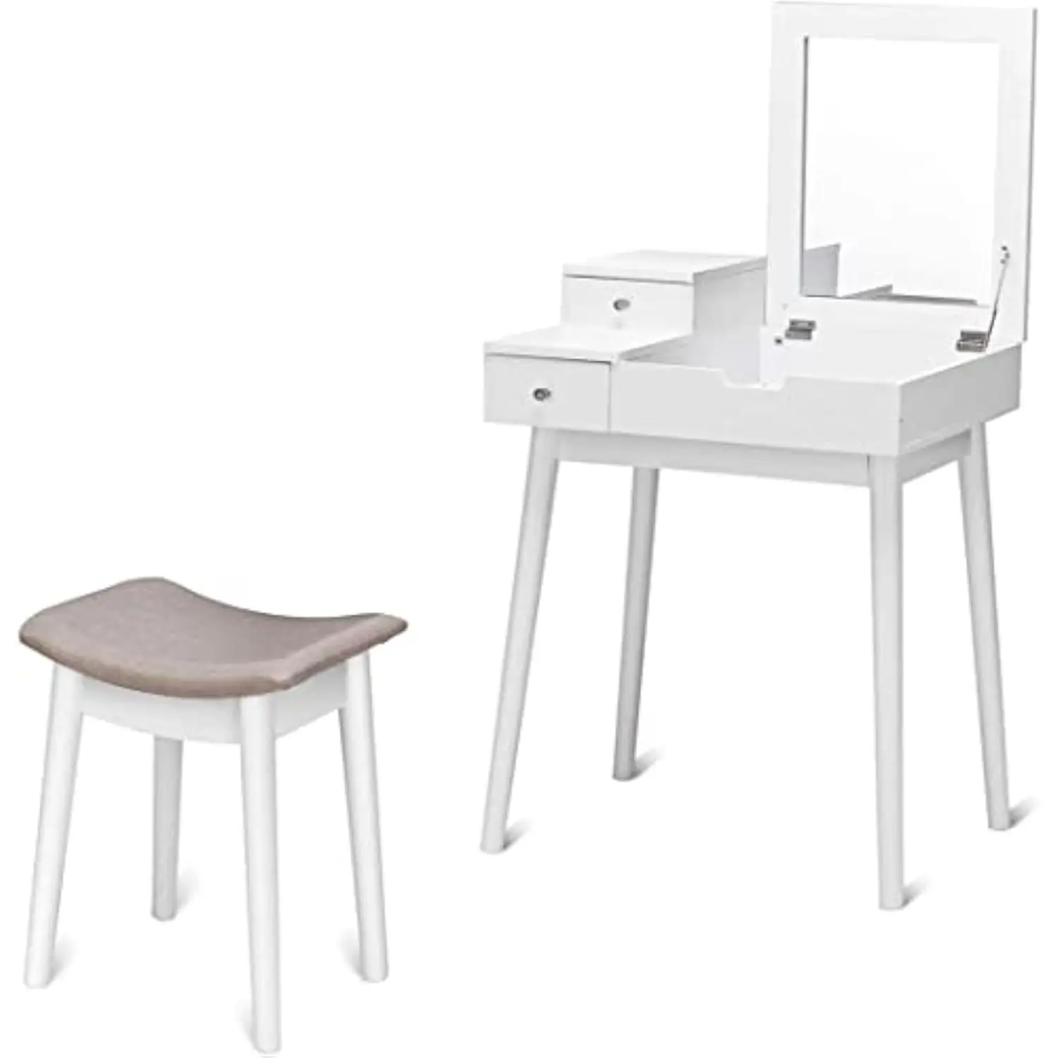 Byroce Vanity Table Set, Dressing Table Writing Desk w/2 Drawers & Compartment, Makeup Dressing Desk with Flip Top Mirror and C
Byroce Vanity Table Set, Dressing Table Writing Desk w/2 Drawers & Compartment, Makeup Dressing Desk with Flip Top Mirror and C