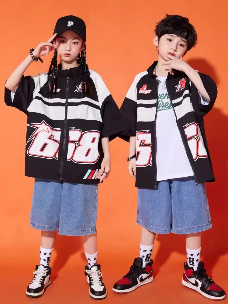 Kids Jazz Dance Costume Girls Hip Hop Clothing Loose Short Sleeves Coat Boys Street Dance Performance Outfits Rave Wear BL11337
Kids Jazz Dance Costume Girls Hip Hop Clothing Loose Short Sleeves Coat Boys Street Dance Performance Outfits Rave Wear BL11337