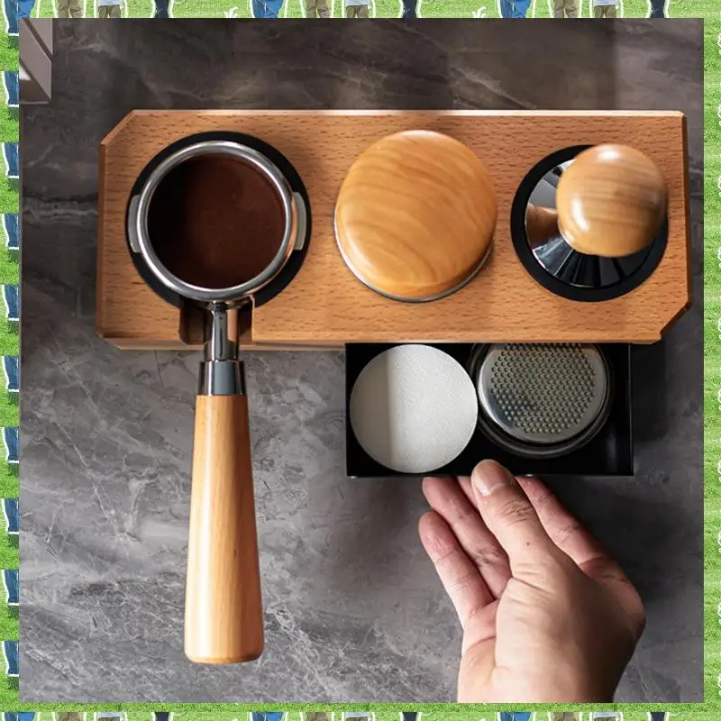 FTS Espresso Tamping Station With Wooden Holder, Fits 51Mm-58Mm Portafilters, Includes 3 Holes For Tampers And Levelers
FTS Espresso Tamping Station With Wooden Holder, Fits 51Mm-58Mm Portafilters, Includes 3 Holes For Tampers And Levelers