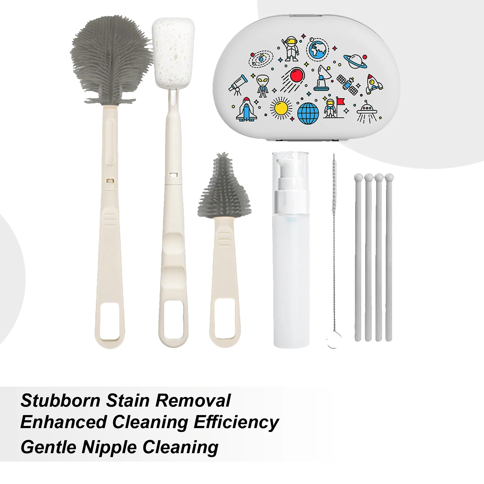 Baby Bottle Brush Set Silicone Sponge Head Drying Rack Stand Cleaner Tool for Washing Cups Lids Nipples Breast Pump Accessories
Baby Bottle Brush Set Silicone Sponge Head Drying Rack Stand Cleaner Tool for Washing Cups Lids Nipples Breast Pump Accessories