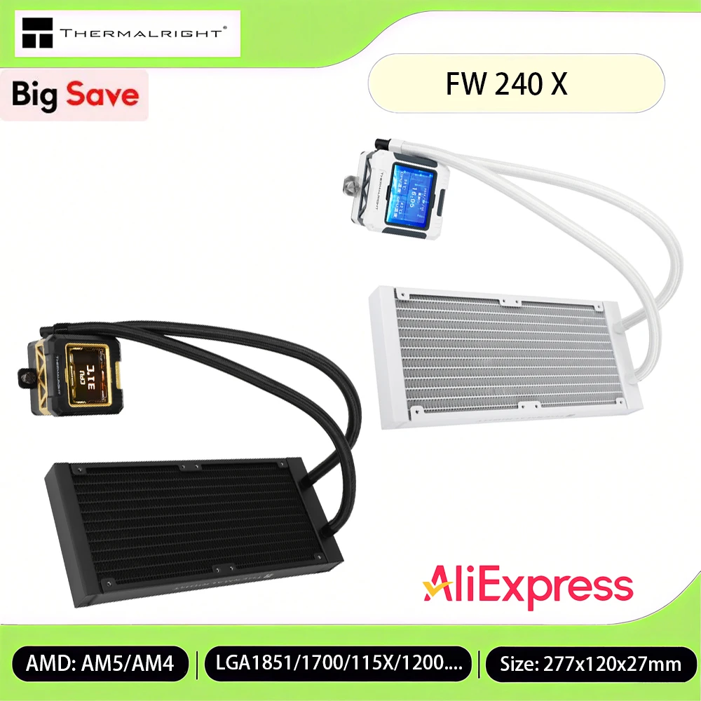 Thermalright FW 240 X All-In-One Water Cooler Cpu Cooler No Fan Version 2.4 -Inch LCD Display for AM4/AM5/LGA 1851/1700/115X
Thermalright FW 240 X All-In-One Water Cooler Cpu Cooler No Fan Version 2.4 -Inch LCD Display for AM4/AM5/LGA 1851/1700/115X
