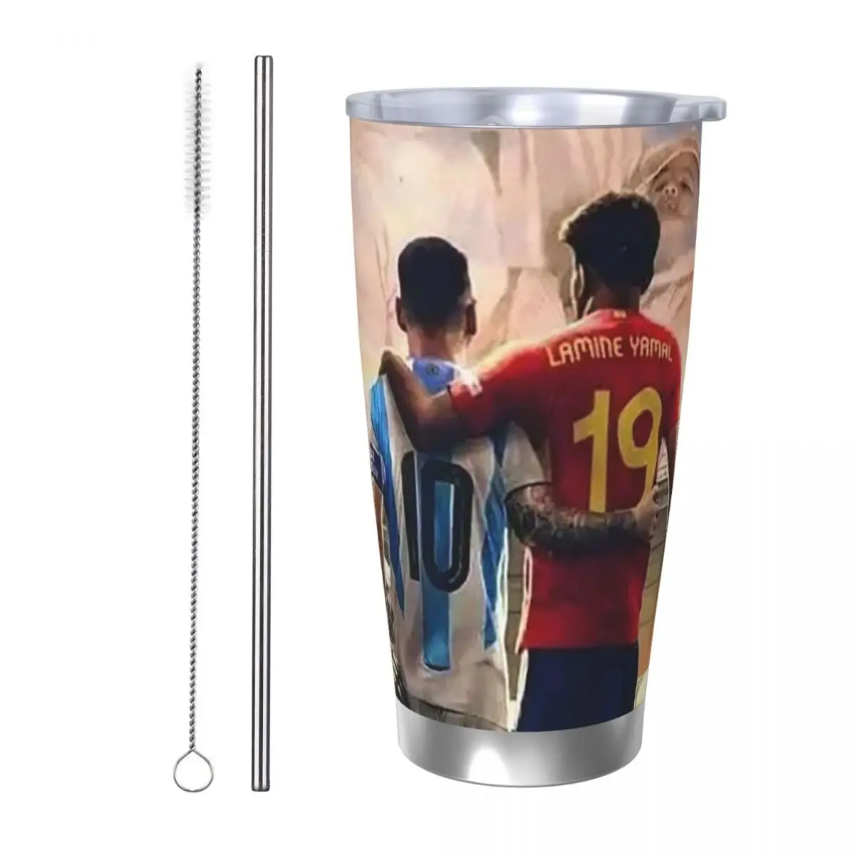 LY-Lamine Ямал и M-Messi Стакан из нержавеющей стали, кружка с вакуумной изоляцией, термохолодные чашки, соломинки с крышкой, 20 унций
LY-Lamine Ямал и M-Messi Стакан из нержавеющей стали, кружка с вакуумной изоляцией, термохолодные чашки, соломинки с крышкой, 20 унций