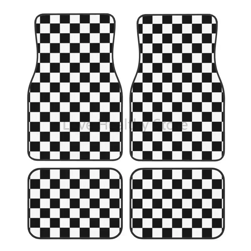 Plaid Car Floor Mats Set of 4 Geometric Checkered Plaid Pattern Vehicle Front and Rear Mats Black White Non-Slip Auto Foot Mats
Plaid Car Floor Mats Set of 4 Geometric Checkered Plaid Pattern Vehicle Front and Rear Mats Black White Non-Slip Auto Foot Mats