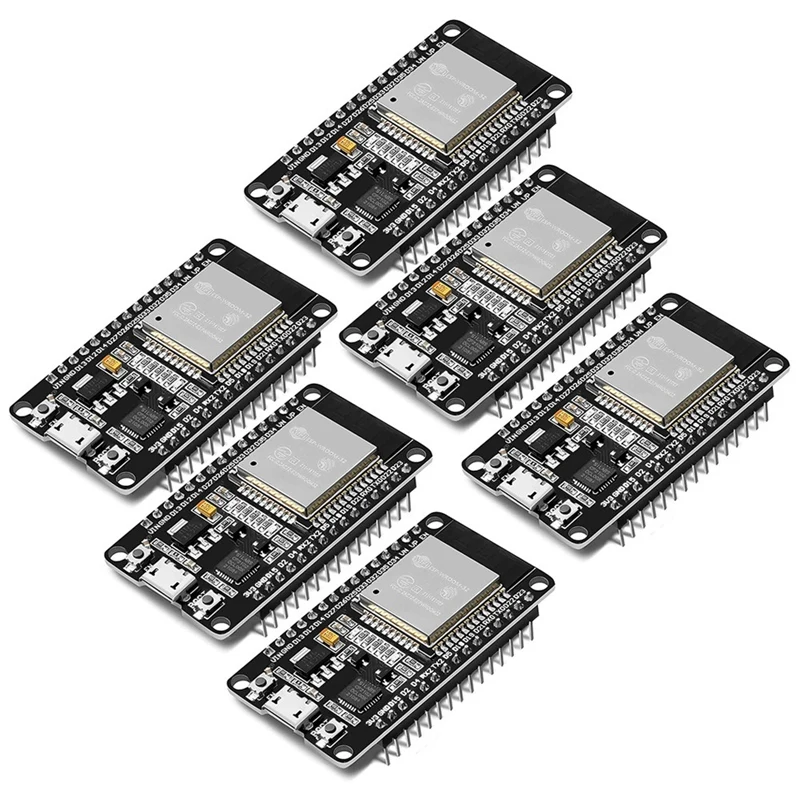 6 Pieces ESP32 Development Board 2.4Ghz Wifi Dual Cores Microcontroller Integrated With Antenna RF Low Noise Amplifiers
6 Pieces ESP32 Development Board 2.4Ghz Wifi Dual Cores Microcontroller Integrated With Antenna RF Low Noise Amplifiers