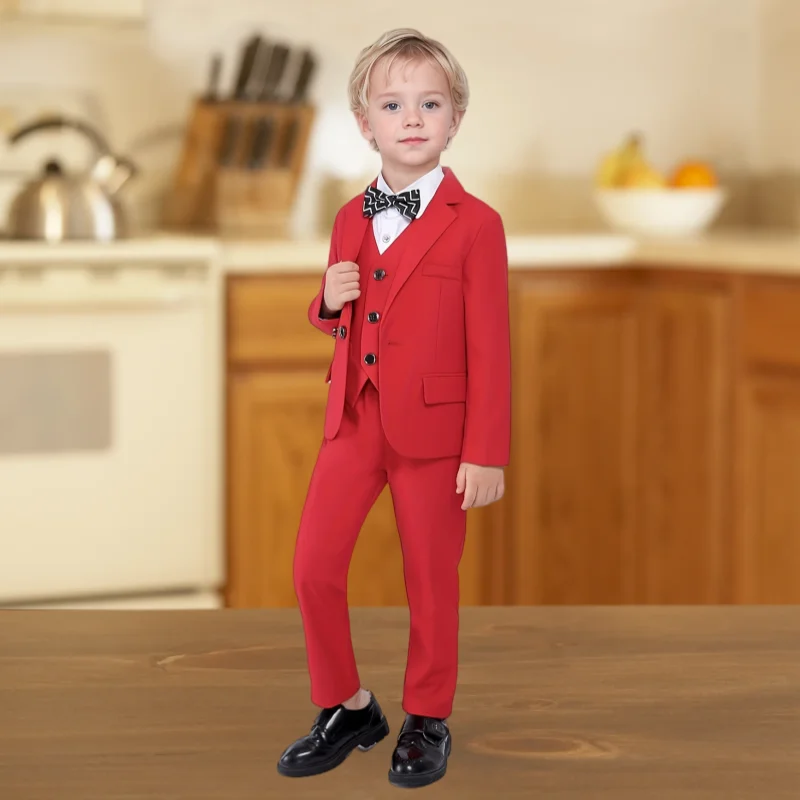 Flower Boys Elegant Red 4Pieces Wedding Suit With Vest Pants Bowtie Kids Formal Outfit Suit For Piano Host Speech Performance
Flower Boys Elegant Red 4Pieces Wedding Suit With Vest Pants Bowtie Kids Formal Outfit Suit For Piano Host Speech Performance