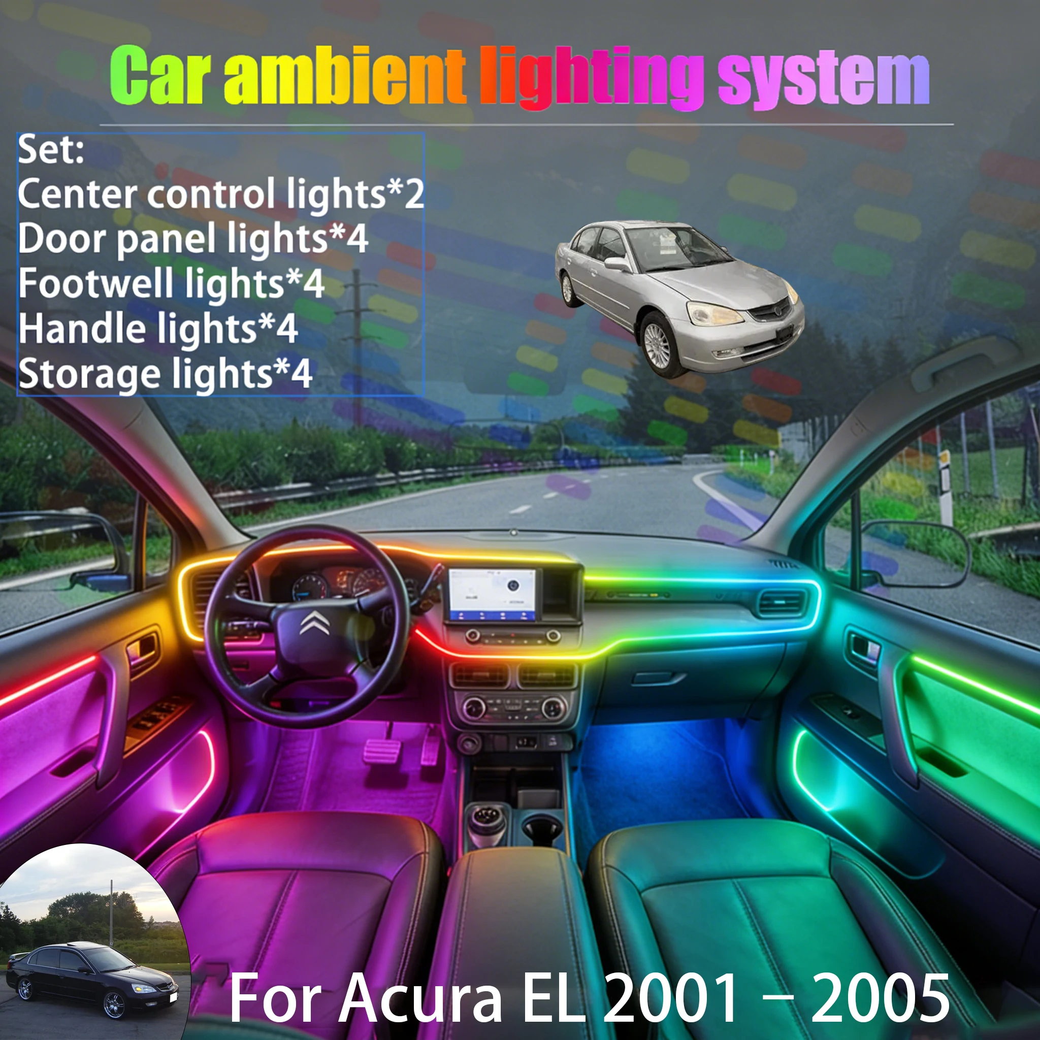 For Acura EL 2001~2005 ES3 MK2 2/18 in 1 Car ambient lighting Led trunk interior led lights USB RGB Ensemble Streamer Auto Part
For Acura EL 2001~2005 ES3 MK2 2/18 in 1 Car ambient lighting Led trunk interior led lights USB RGB Ensemble Streamer Auto Part
