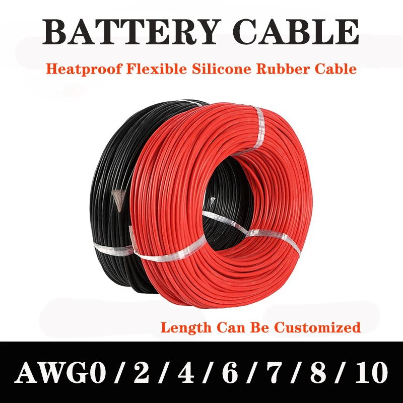 10 8 7 6 4 2 0AWG Battery Wire Cable Black Red, Heat-resistant And Soft Silicone Cable For Car Electrical Power Diy Length
10 8 7 6 4 2 0AWG Battery Wire Cable Black Red, Heat-resistant And Soft Silicone Cable For Car Electrical Power Diy Length