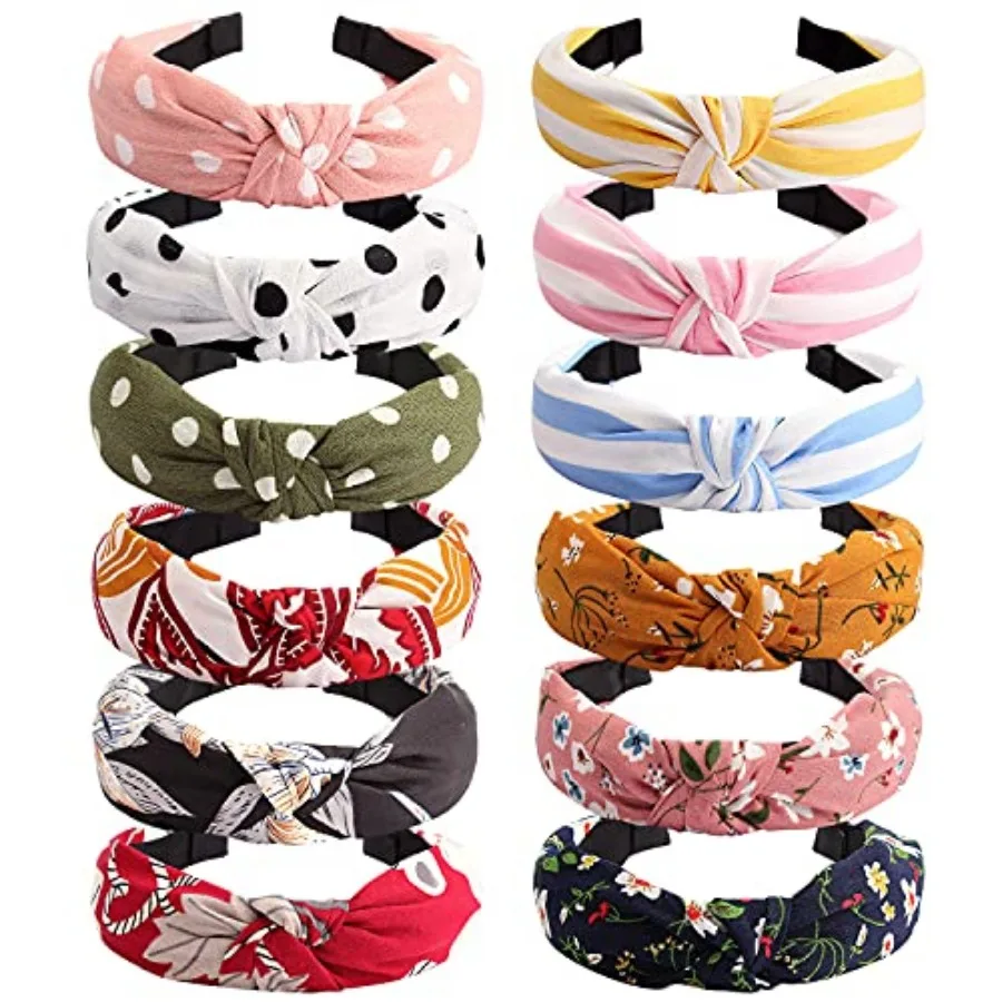 Hairband - 12 Pack Wide Knotted Headbands for Women - Elastic Turban Boho Bandeau Hair Accessories for Washing Face, Yoga, Runn
Hairband - 12 Pack Wide Knotted Headbands for Women - Elastic Turban Boho Bandeau Hair Accessories for Washing Face, Yoga, Runn