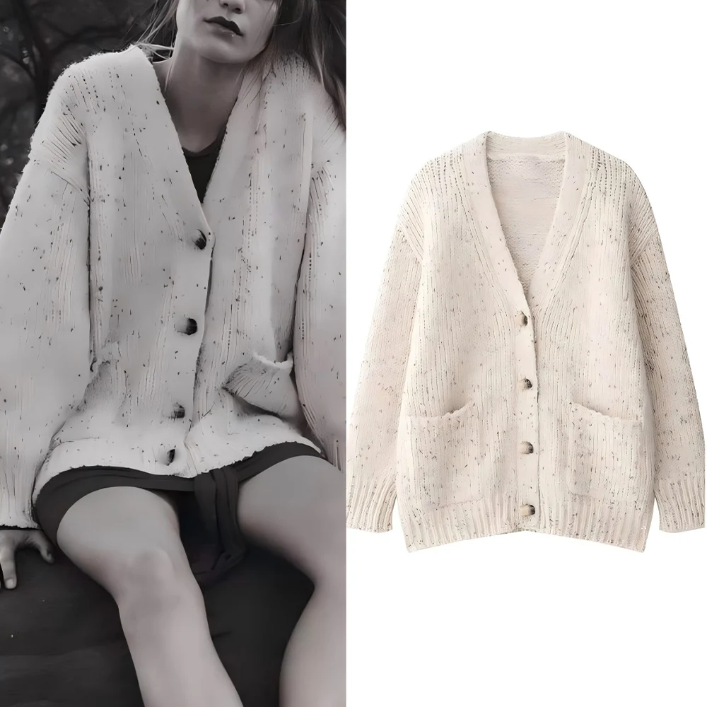 Женский осенний модный маленький круглый горошек, свободный однобортный вязаный кардиган с v-образным вырезом, женское пальто в стиле ретро с длинными рукавами, шикарный топ
Женский осенний модный маленький круглый горошек, свободный однобортный вязаный кардиган с v-образным вырезом, женское пальто в стиле ретро с длинными рукавами, шикарный топ