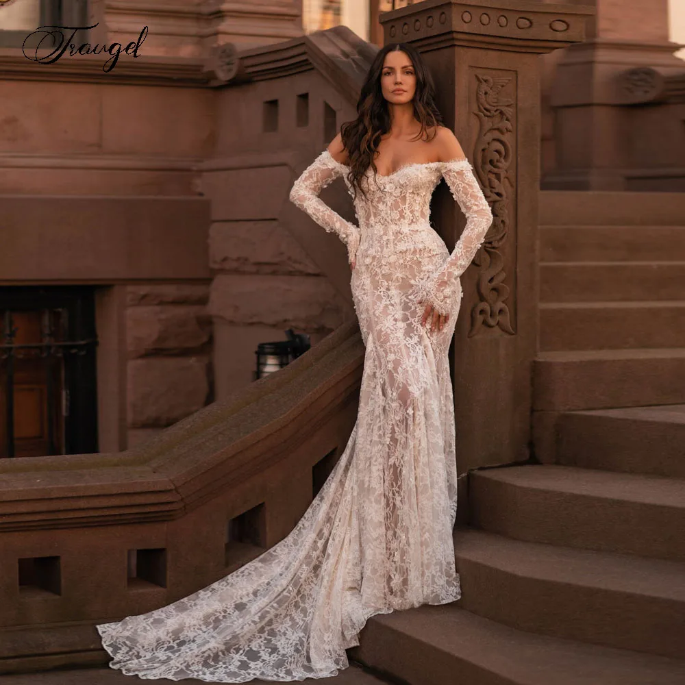 Customized Off The Shoulder Sexy Mermaid Wedding Dresses Lace Embroidery Vestido De Novia For Women Elegant Robe De Mariee 
Customized Off The Shoulder Sexy Mermaid Wedding Dresses Lace Embroidery Vestido De Novia For Women Elegant Robe De Mariee