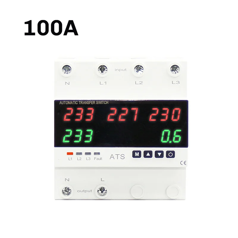 AT82-ATS Automatic Transfer Switch Phase Selector Over Under Voltage Protector Uninterrupted Power Current Limiter 100A
AT82-ATS Automatic Transfer Switch Phase Selector Over Under Voltage Protector Uninterrupted Power Current Limiter 100A