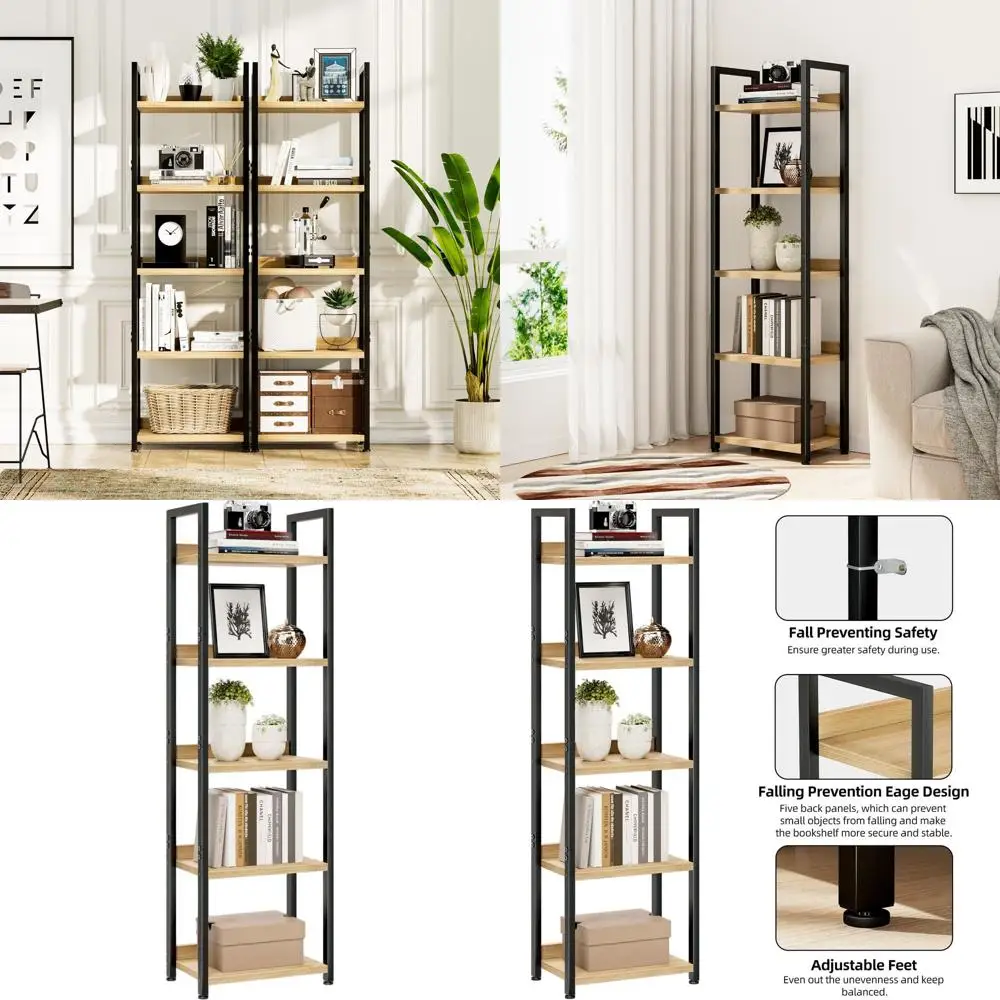 5-Tier Bookshelf, Home Office Storage Organizer, Freestanding Shelving Unit for Rooms, Natural Finish
5-Tier Bookshelf, Home Office Storage Organizer, Freestanding Shelving Unit for Rooms, Natural Finish