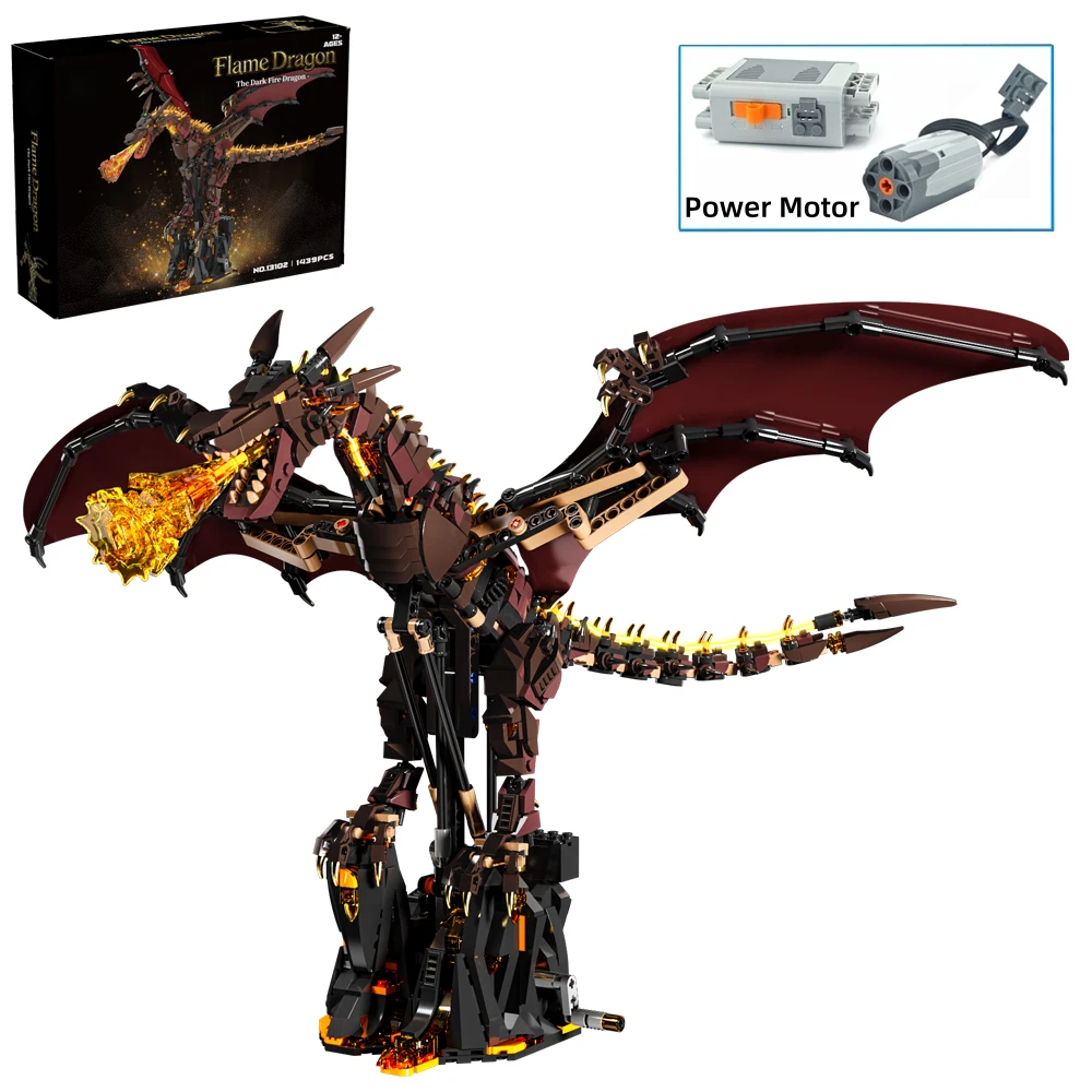 Technical 1493pcs Fire Dragon Building Blocks Mechanical Mythology Dragon Model With Light Gear Rotation STEM MOC Display Gift
Technical 1493pcs Fire Dragon Building Blocks Mechanical Mythology Dragon Model With Light Gear Rotation STEM MOC Display Gift