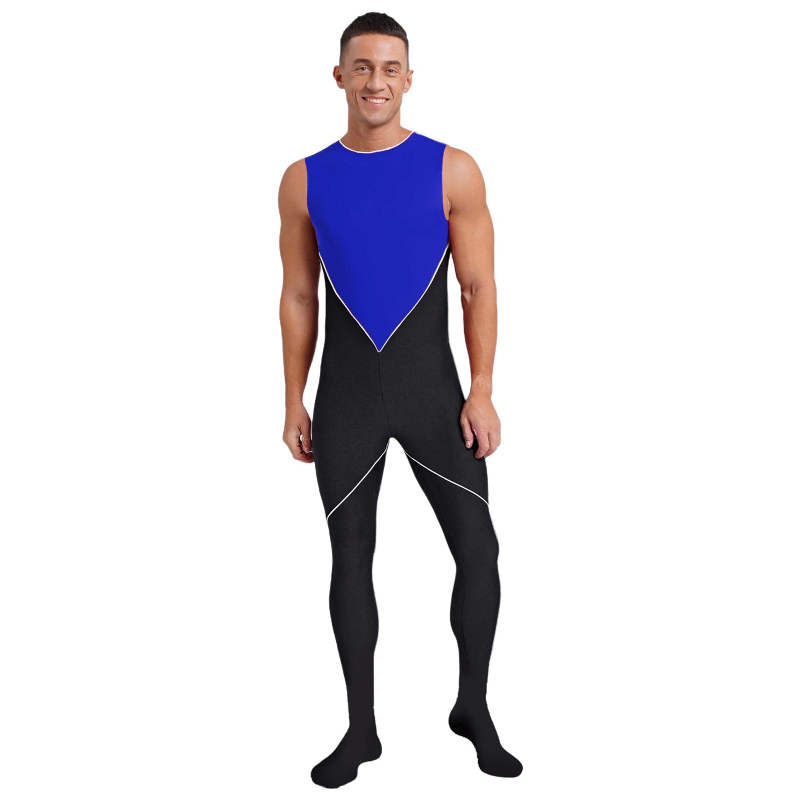 Mens Jumpsuit Gymnastics Dance Costume Sleeveless Back Invisible Zipper Full Body Leotard for Latin Yoga Practice Performance 
Mens Jumpsuit Gymnastics Dance Costume Sleeveless Back Invisible Zipper Full Body Leotard for Latin Yoga Practice Performance