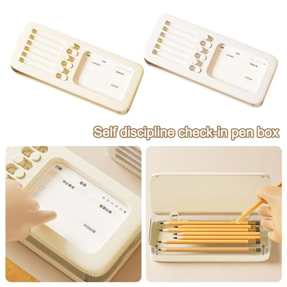 Portable Double Layer Pencil Case Large Capacity Self-discipline Check-in Pen Box Desktop Stationery Organizer for Students 
Portable Double Layer Pencil Case Large Capacity Self-discipline Check-in Pen Box Desktop Stationery Organizer for Students