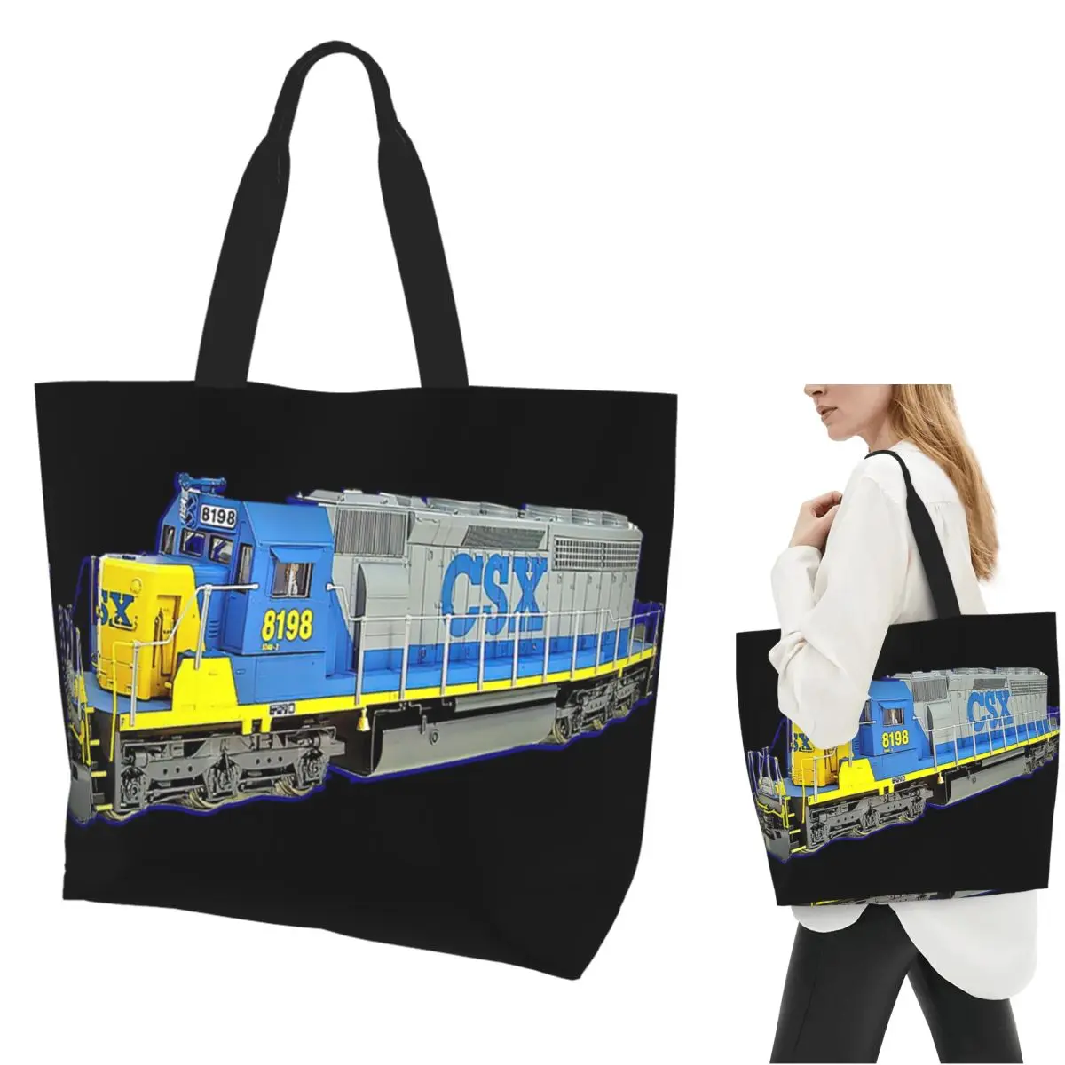 Грузовой поезд Csx Engine Shopping Tote Bag Холщовые сумки на плечо большой вместимости Сумка-шоппер для продуктов для женщин
Грузовой поезд Csx Engine Shopping Tote Bag Холщовые сумки на плечо большой вместимости Сумка-шоппер для продуктов для женщин