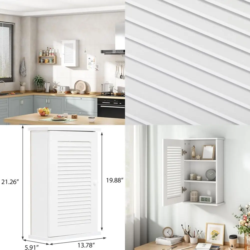 3-Tier Wooden Bathroom Wall Cabinet with Louvered Door and Adjustable Shelf, White Storage Organizer for Home Use
3-Tier Wooden Bathroom Wall Cabinet with Louvered Door and Adjustable Shelf, White Storage Organizer for Home Use