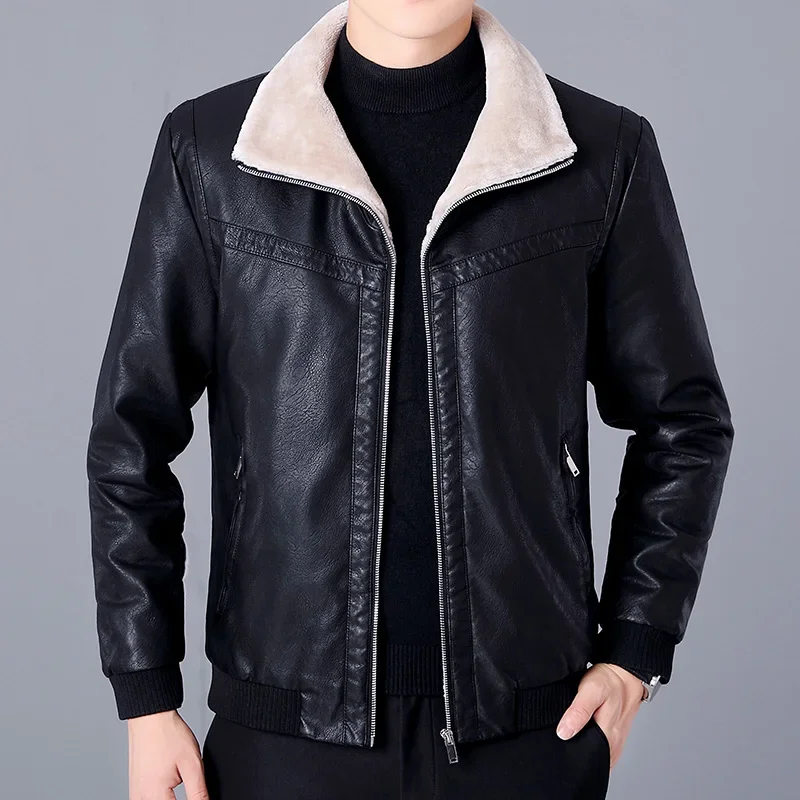 Mens Stand Collar Casual Pu Leather Jacket Men Winter Fleece Motorcycle PU Leather Jacket Windbreaker Ropa De Hombre Slim Coat
Mens Stand Collar Casual Pu Leather Jacket Men Winter Fleece Motorcycle PU Leather Jacket Windbreaker Ropa De Hombre Slim Coat