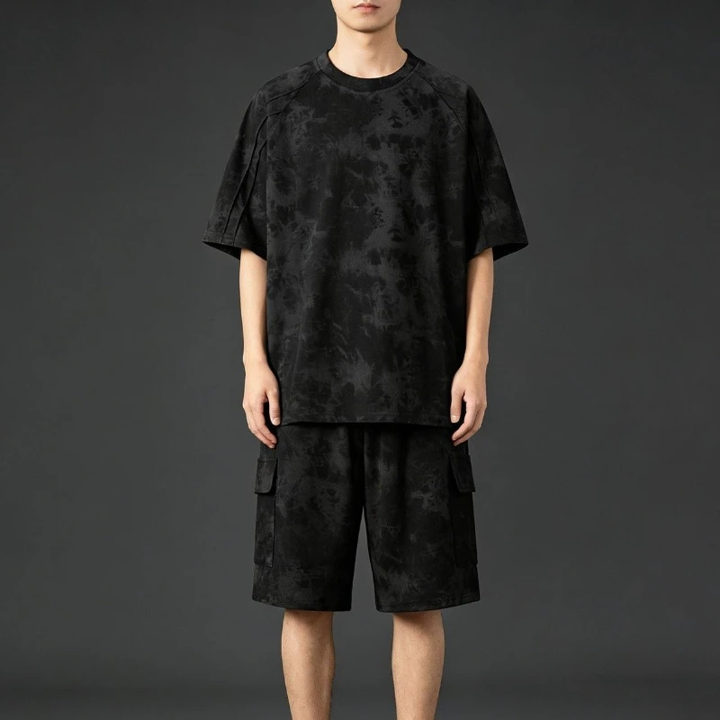 Cool Men's Summer Sportswear Set Tie-Dye Draped Shorts and T-Shirt Two-Piece Loose-Fitting Lightweight Casual Attire
Cool Men's Summer Sportswear Set Tie-Dye Draped Shorts and T-Shirt Two-Piece Loose-Fitting Lightweight Casual Attire