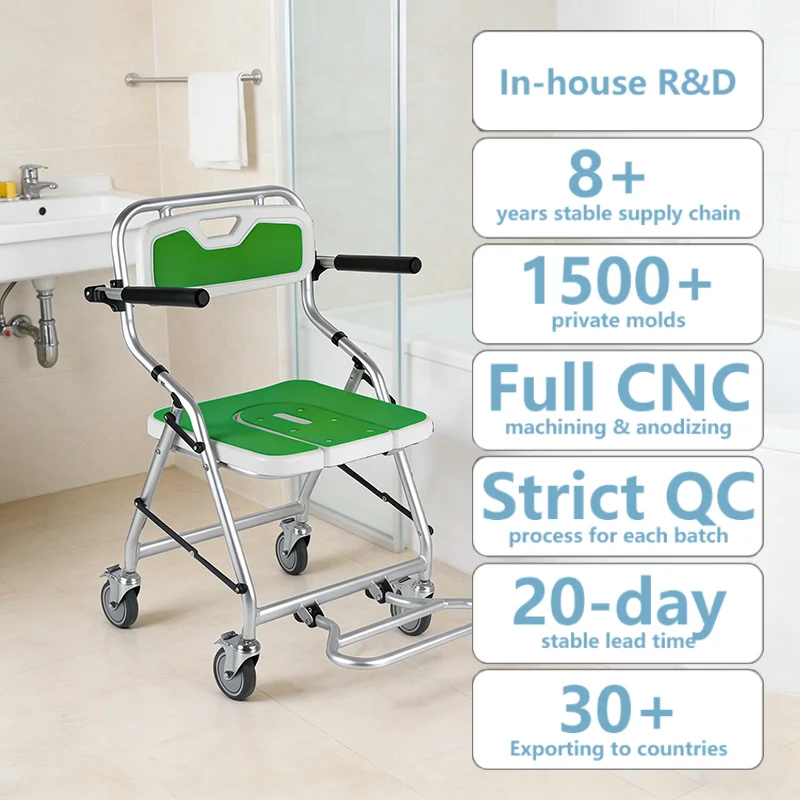 Simplywalk Aluminum Alloy 150KG Bath Shower Chair Mobile Nursing Home Disabled People MDR CE Certification OEM ODM Service
Simplywalk Aluminum Alloy 150KG Bath Shower Chair Mobile Nursing Home Disabled People MDR CE Certification OEM ODM Service