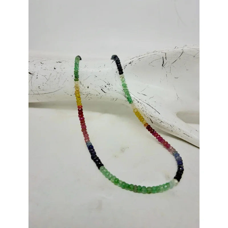 Multi Sapphire Beaded Necklace 20” Round Faceted Gems Sterling Silver
Multi Sapphire Beaded Necklace 20” Round Faceted Gems Sterling Silver